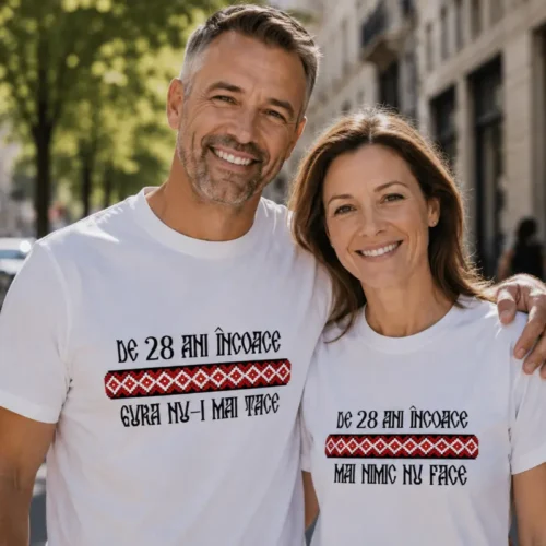 Tricouri Cuplu Personalizate – Aniversare Casatorie De 28 Ani Incoace