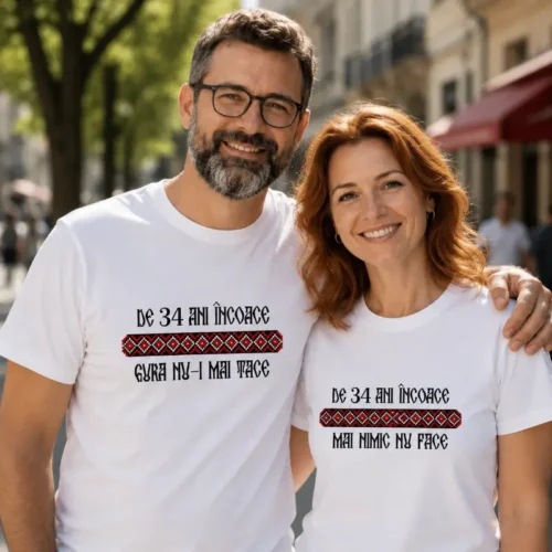 Tricouri Cuplu Personalizate – Aniversare Casatorie De 34 Ani Incoace