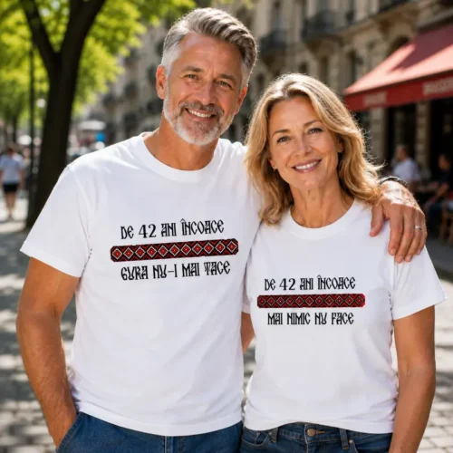 Tricouri Cuplu Personalizate – Aniversare Casatorie De 42 Ani Incoace