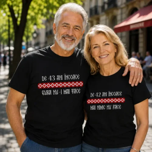 Tricouri Cuplu Personalizate – Aniversare Casatorie De 43 Ani Incoace