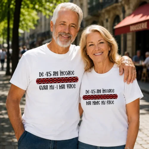 Tricouri Cuplu Personalizate – Aniversare Casatorie De 45 Ani Incoace