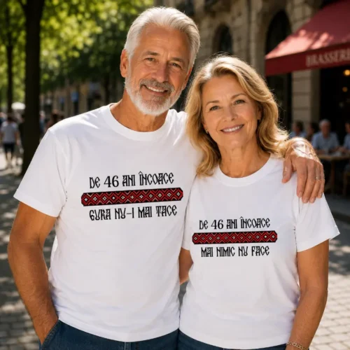 Tricouri Cuplu Personalizate – Aniversare Casatorie De 46 Ani Incoace