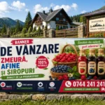 Banner De vânzare Zmeură, Afine și siropuri