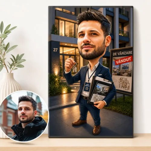 Tablou Canvas Caricatură Agent Imobiliar