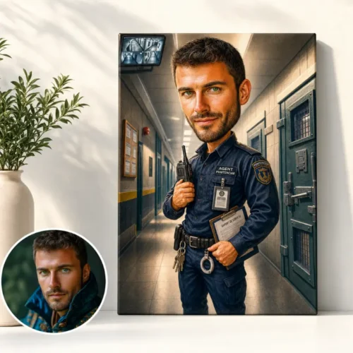 Tablou Canvas Caricatură Agent Penitenciar
