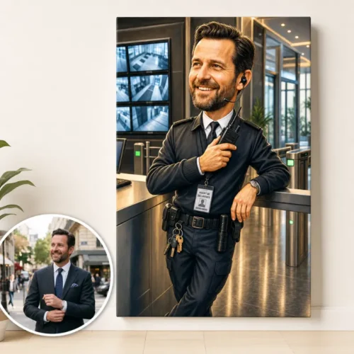 Tablou Canvas Caricatură Agent de Securitate