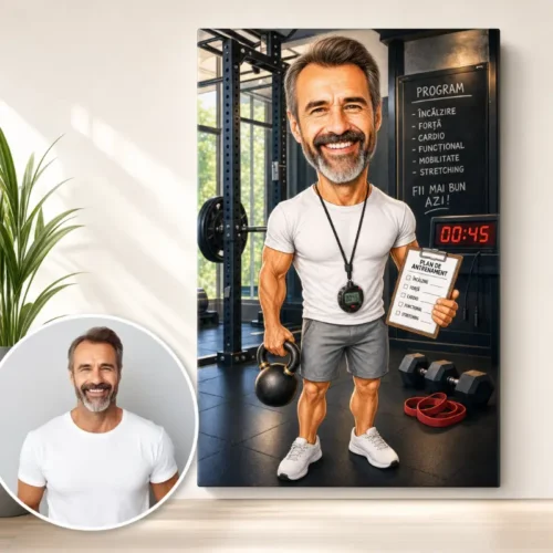 Tablou Canvas Caricatură Antrenor de Fitness