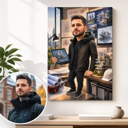 Tablou Canvas Caricatură Arhitect