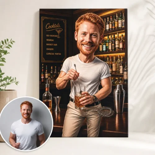 Tablou Canvas Caricatură Barman