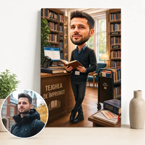 Tablou Canvas Caricatură Bibliotecar