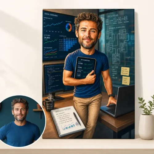 Tablou Canvas Caricatură Data Analyst