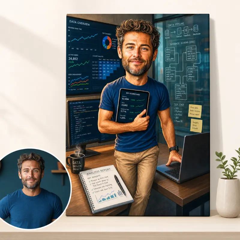Tablou Canvas Caricatură Data Analyst