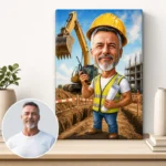 Tablou Canvas Caricatură Excavatorist