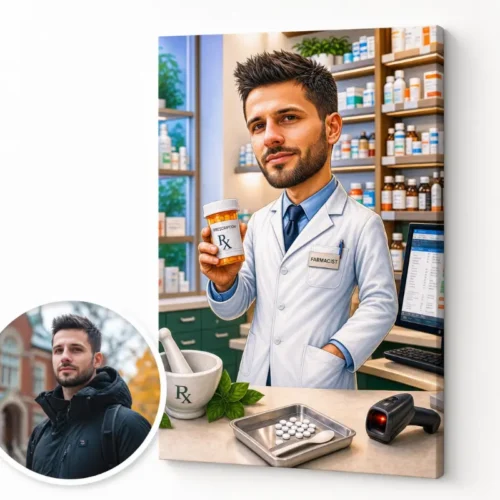 Tablou Canvas Caricatură Farmacist