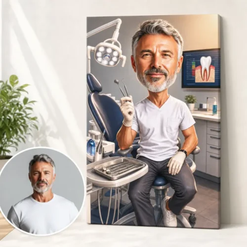 Tablou Canvas Caricatură Igienist Dentar