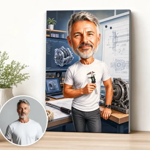 Tablou Canvas Caricatură Inginer Mecanic