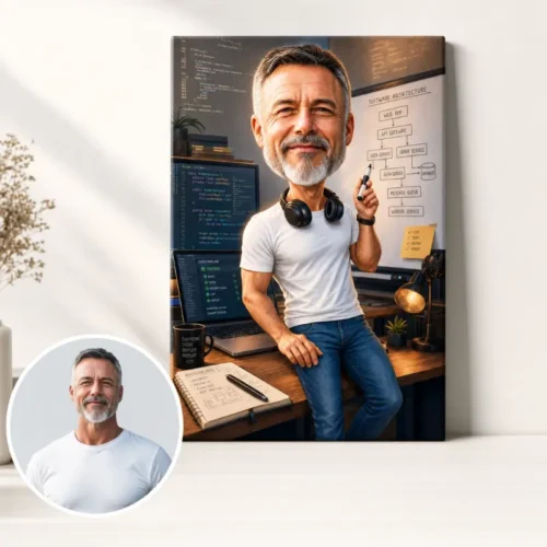 Tablou Canvas Caricatură Inginer Software