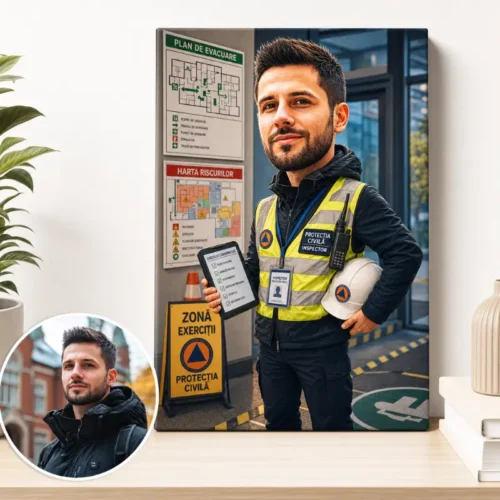 Tablou Canvas Caricatură Inspector de Protectie Civila