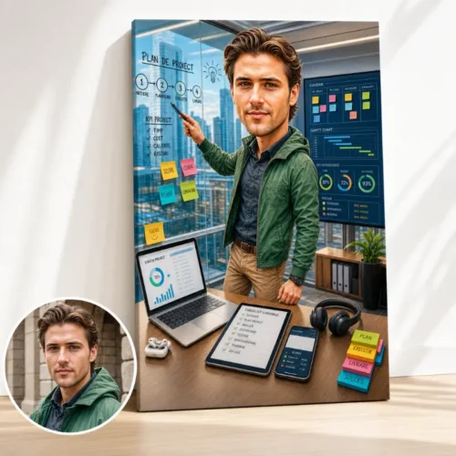 Tablou Canvas Caricatură Manager de Proiect