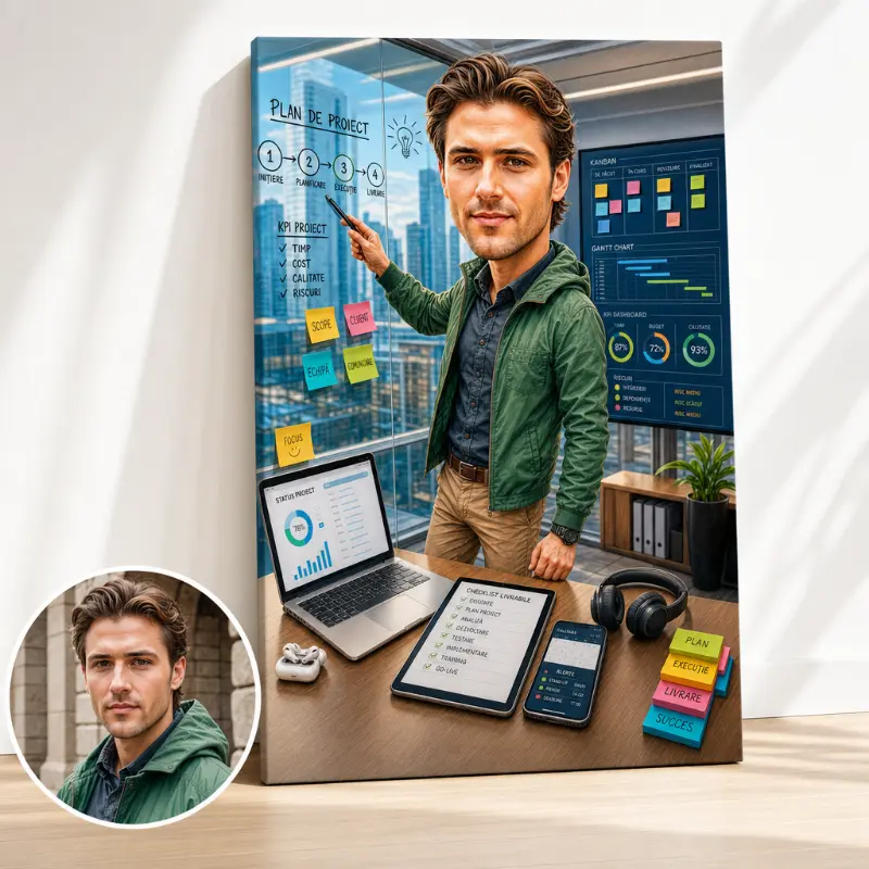 Tablou Canvas Caricatură Manager de Proiect
