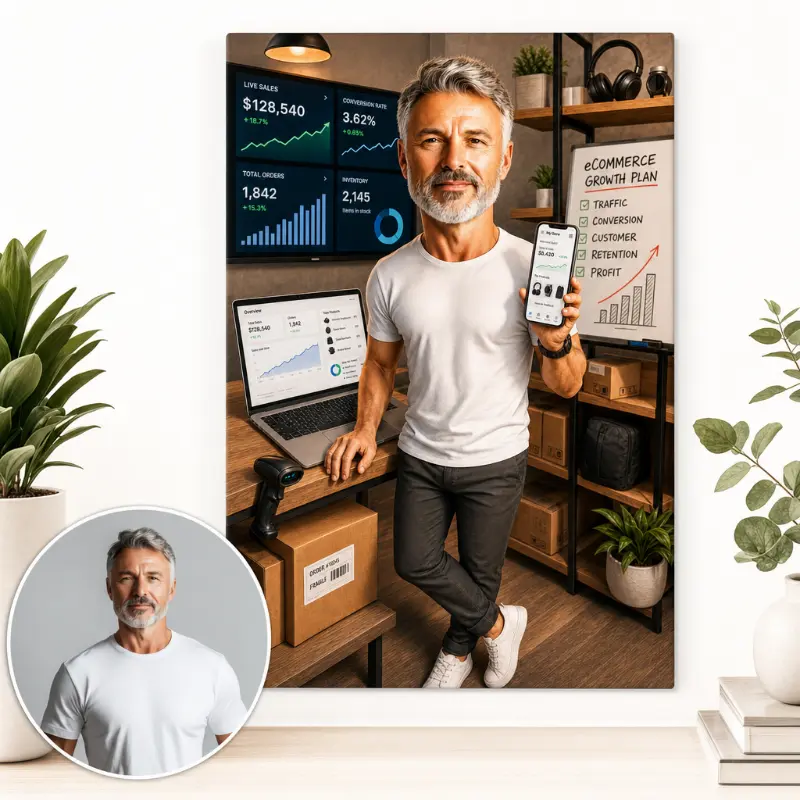 Tablou Canvas Caricatură Manager eCommerce