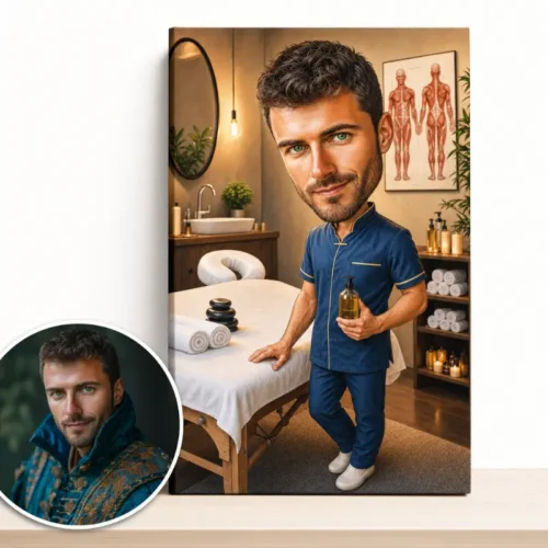 Tablou Canvas Caricatură Maseur Terapeut