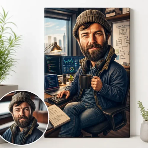Tablou Canvas Caricatură Programator
