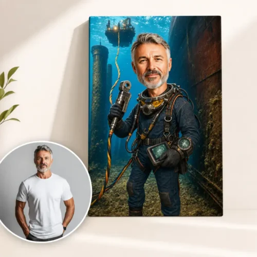 Tablou Canvas Caricatură Scafandru Profesionist