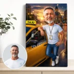 Tablou Canvas Caricatură Sofer de Taxi