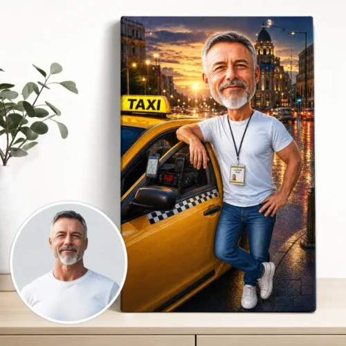 Tablou Canvas Caricatură Sofer de Taxi