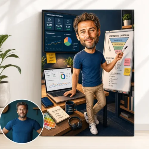 Tablou Canvas Caricatură Specialist Marketing