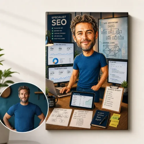 Tablou Canvas Caricatură Specialist SEO