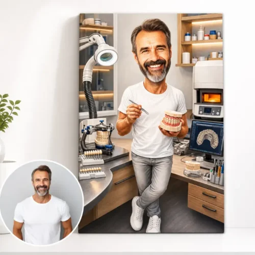 Tablou Canvas Caricatură Tehnician Dentar