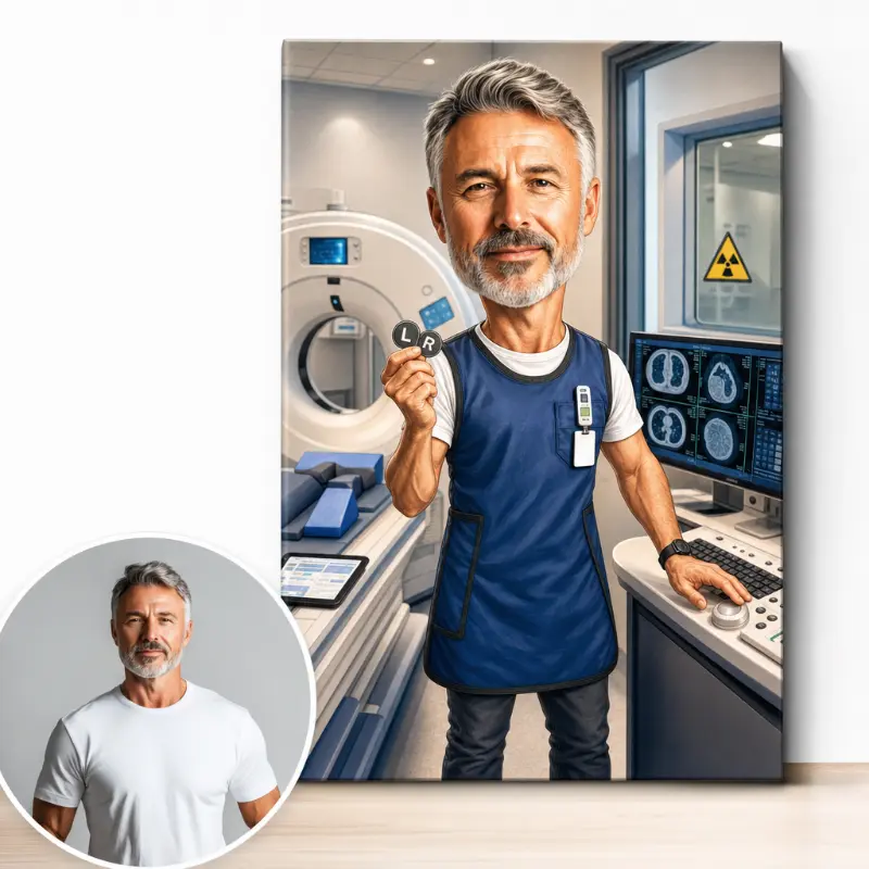 Tablou Canvas Caricatură Tehnician de Radiologie