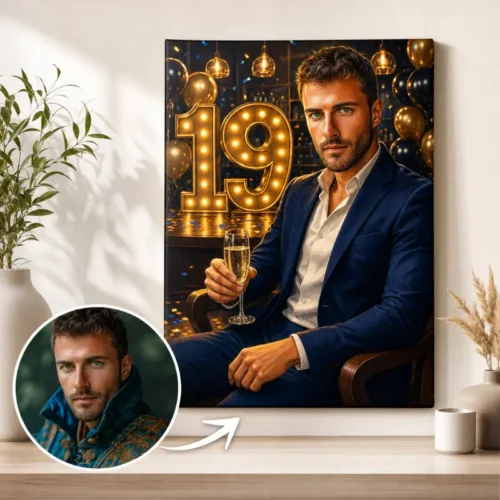 Tablou Personalizat Caricatură Aniversare 19 de ani Bărbat
