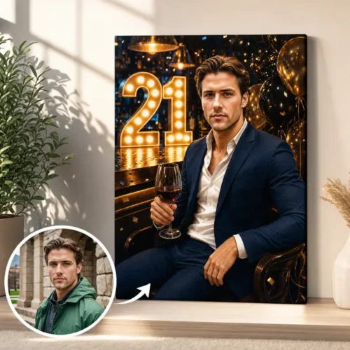Tablou Personalizat Caricatură Aniversare 21 de ani Bărbat