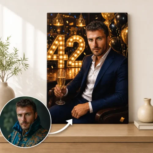 Tablou Personalizat Caricatură Aniversare 42 de ani Bărbat