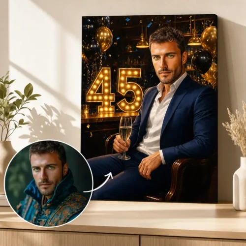 Tablou Personalizat Caricatură Aniversare 45 de ani Bărbat