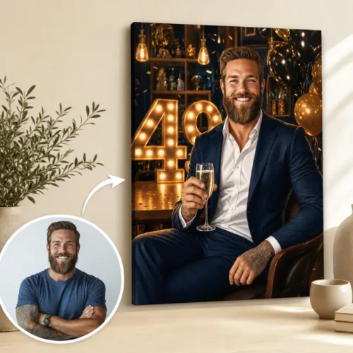 Tablou Personalizat Caricatură Aniversare 49 de ani Bărbat