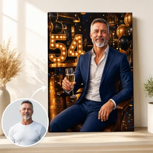 Tablou Personalizat Caricatură Aniversare 54 de ani Bărbat