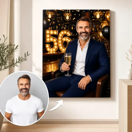 Tablou Personalizat Caricatură Aniversare 56 de ani Bărbat