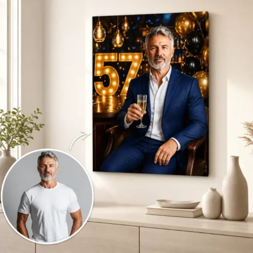 Tablou Personalizat Caricatură Aniversare 57 de ani Bărbat