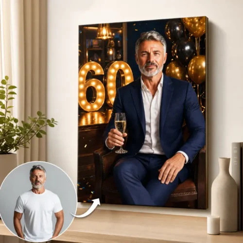 Tablou Personalizat Caricatură Aniversare 60 de ani Bărbat