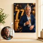 Tablou Personalizat Caricatură Aniversare 77 de ani