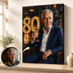 Tablou Personalizat Caricatură Aniversare 80 de ani