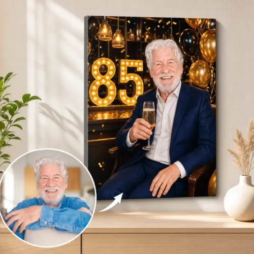 Tablou Personalizat Caricatură Aniversare 85 de ani Bărbat