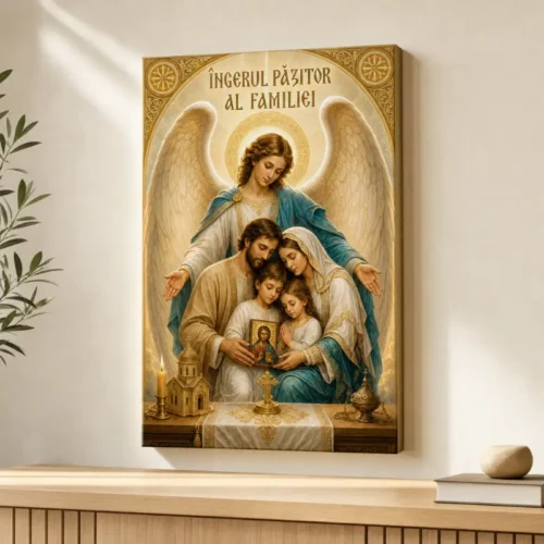 Icoana Îngerul Păzitor al Familiei Tablou Canvas Ortodox
