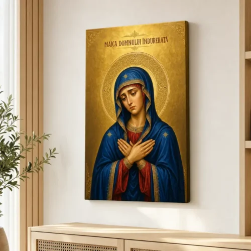 Icoana Maica Domnului Îndurerată Tablou Canvas Ortodox