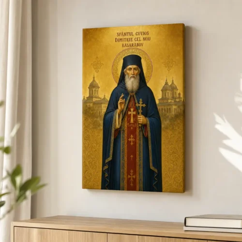 Icoana Sfântul Cuvios Dimitrie cel Nou Basarabov Tablou Canvas Ortodox