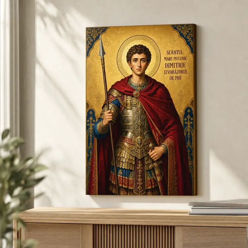 Icoana Sfântul Mare Mucenic Dimitrie Izvorâtorul de Mir Tablou Canvas Ortodox